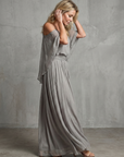 Marisol | Layered Drape Cold Shoulder Top Wide Leg Set
