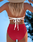 Lily | High Waisted Double Strap Swimsuit with Contrast Color