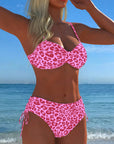 Two-Piece Swimsuit with Knot and Leopard Print