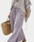 Zandrel | Elegant Off-Shoulder Top & Wide-Leg Striped Pants