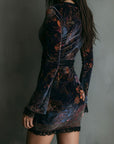 Marisol™ | Boho Floral Velvet Mini Dress