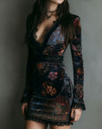 Marisol™ | Boho Floral Velvet Mini Dress