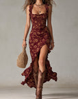 Maya™ | Boho Retro Ruffled Sleeves High Slit Maxi Dress
