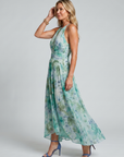 Portia | Pleated Halter Soft Floral Pattern Midi Dress