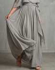 Marisol | Layered Drape Cold Shoulder Top Wide Leg Set