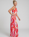 Taya | One Shoulder Pleated Bodice Midi Dress