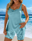 Two-Piece Tankini Body Covering Printed Boxer