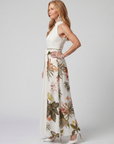Meadow | Draped Halter Botanical Panel Maxi Dress