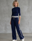 Eirlys | Fitted Long Sleeve Top Wide Leg Pants Set
