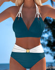 Lily | High Waisted Double Strap Swimsuit with Contrast Color