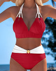 Lily | High Waisted Double Strap Swimsuit with Contrast Color