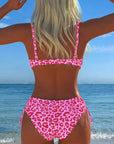 Two-Piece Swimsuit with Knot and Leopard Print