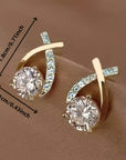 Earrings with Golden Cross and Zirconia