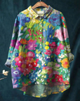 Jasimne | Women's Vintage Lovely Floral Art Print Casual Shirt