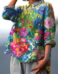 Jasimne | Women's Vintage Lovely Floral Art Print Casual Shirt