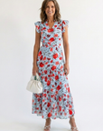 Lila | Floral V-Neck Tiered Midi Dress