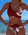 Bikini Contrast Color Fashion Flower