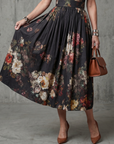 Greta | High Neck Keyhole Floral Pleated Midi Dress