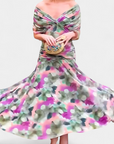 Karen | Long Floral Dress with V-Neck