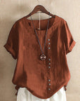 Beatrice | Women Button Detail Casual Short Sleeve Blouse