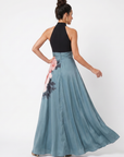 Olympas | Halter Bodice Floral Skirt Maxi Dress