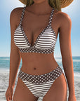 Striped Bikini with Polka Dot Print Fashion