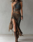 Indie™ | Ethnic Print One-Shoulder Maxi Dress