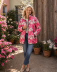 Freya | Charming Pink Floral Print Quilted Jacket