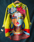 Eugen | Oil Painting Freda Portrait Art Printed Women's Casual Shirt