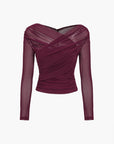 Michelle | Women Ruched Mesh Long Sleeve Top
