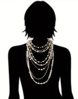 Boho Multi-Layered Pearl Statement Set