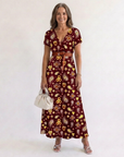 Lyra | Elegant Floral V-Neck Midi Dress