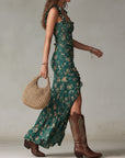 Maya™ | Boho Retro Ruffled Sleeves High Slit Maxi Dress