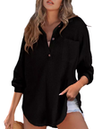 KATHRYN™ – Casual Lightweight Button V Neck Tunic Blouse