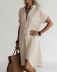 Timéa™ — Midi Shirt Dress Breathable Parisian Elegance