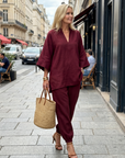 Georgiana | V Neck Tunic Gathered Trouser Set