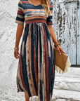 Kaelyn | Striped Belly-Camouflaging Midi Dress