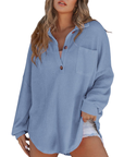 KATHRYN™ – Casual Lightweight Button V Neck Tunic Blouse