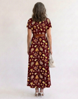 Lyra | Elegant Floral V-Neck Midi Dress