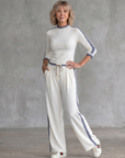 Eirlys | Fitted Long Sleeve Top Wide Leg Pants Set