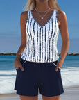 Mia | Casual Two Piece Printed V-Neck Swimsuit with Pockets