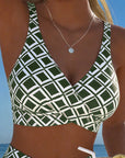 Two-Piece Bikini with Bra Cut and Diamond Pattern