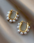 Clustered Pearl Hoop Earrings