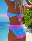 Halter Neck Swimsuit with Leopard Print and Gradient