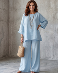 Prue | Oversized Tunic Wide Leg Pant Set