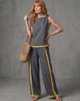 Inara | Sleeveless Top Wide Leg Contrast Pants Set