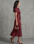 Theodora | Pleated Waistline Stripe Midi Dress