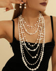 Boho Multi-Layered Pearl Statement Set
