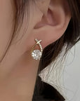 Earrings with Golden Cross and Zirconia