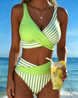 Bikini Crossed Stripes Printed